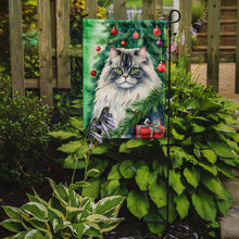Load image into Gallery viewer, British Longhair Christmas Garden Flag - Cat by the Christmas Tree - Cat-Themed Holiday Yard Decor