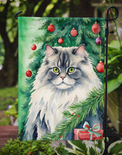 Load image into Gallery viewer, British Longhair Christmas Garden Flag - Cat by the Christmas Tree - Cat-Themed Holiday Yard Decor
