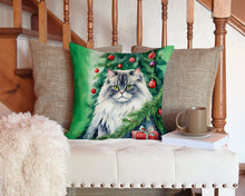 Load image into Gallery viewer, British Longhair Cat By the Christmas Tree Throw Pillow - 14x14 Decorative Pillow – Art for Your Home &amp; Patio