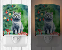 Load image into Gallery viewer, British Shorthair Cat By the Christmas Tree Ceramic Night Light