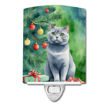 Load image into Gallery viewer, British Shorthair Cat By the Christmas Tree Ceramic Night Light