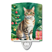 Load image into Gallery viewer, California Spangled Cat By the Christmas Tree Ceramic Night Light