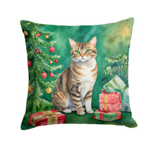 Load image into Gallery viewer, California Spangled Cat By the Christmas Tree Throw Pillow - 14x14 Decorative Pillow – Art for Your Home &amp; Patio