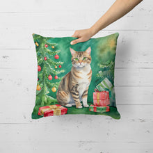 Load image into Gallery viewer, California Spangled Cat By the Christmas Tree Throw Pillow