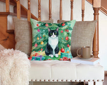 Load image into Gallery viewer, Chantilly Tiffany Cat By the Christmas Tree Throw Pillow - 14x14 Decorative Pillow – Art for Your Home &amp; Patio