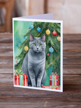 Load image into Gallery viewer, Chartreux Cat By the Christmas Tree Greeting Cards - Blank Note Cards – 8-Pack of Artist-Designed Cards with Envelopes