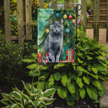 Load image into Gallery viewer, Chartreux Christmas Garden Flag - Cat by the Christmas Tree - Cat-Themed Holiday Yard Decor