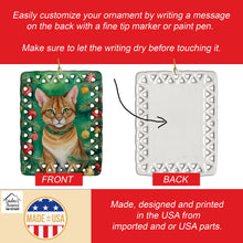 Load image into Gallery viewer, Chausie Cat By the Christmas Tree Porcelain Ornament