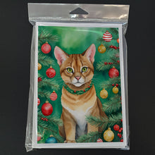 Load image into Gallery viewer, Chausie Cat By the Christmas Tree Greeting Cards - Blank Note Cards – 8-Pack of Artist-Designed Cards with Envelopes