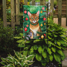 Load image into Gallery viewer, Chausie Christmas Garden Flag - Cat by the Christmas Tree - Cat-Themed Holiday Yard Decor