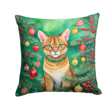 Load image into Gallery viewer, Chausie Cat By the Christmas Tree Throw Pillow - 14x14 Decorative Pillow – Art for Your Home &amp; Patio