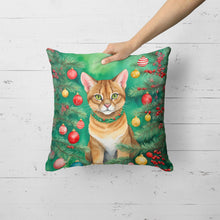 Load image into Gallery viewer, Chausie Cat By the Christmas Tree Throw Pillow