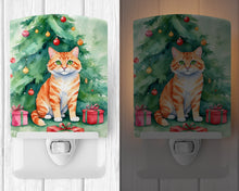 Load image into Gallery viewer, Cheetoh Cat By the Christmas Tree Ceramic Night Light