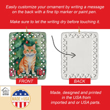Load image into Gallery viewer, Cheetoh Cat By the Christmas Tree Porcelain Ornament