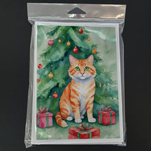 Load image into Gallery viewer, Cheetoh Cat By the Christmas Tree Greeting Cards - Blank Note Cards – 8-Pack of Artist-Designed Cards with Envelopes