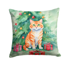 Load image into Gallery viewer, Cheetoh Cat By the Christmas Tree Throw Pillow - 14x14 Decorative Pillow – Art for Your Home &amp; Patio