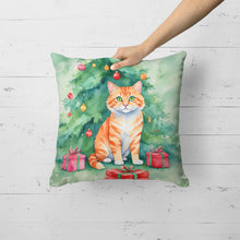 Load image into Gallery viewer, Cheetoh Cat By the Christmas Tree Throw Pillow