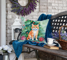 Load image into Gallery viewer, Cheetoh Cat By the Christmas Tree Throw Pillow