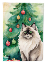 Load image into Gallery viewer, Colorpoint Longhair Christmas Garden Flag - Cat by the Christmas Tree - Cat-Themed Holiday Yard Decor