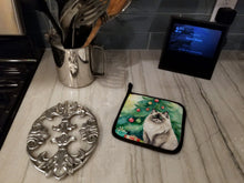 Load image into Gallery viewer, Colorpoint Longhair Cat By the Christmas Tree Pot Holders - Set of 2 Decorative Kitchen Helpers | Made in the USA