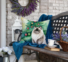 Load image into Gallery viewer, Colorpoint Longhair Cat By the Christmas Tree Throw Pillow