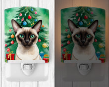 Load image into Gallery viewer, Colorpoint Shorthair Cat By the Christmas Tree Ceramic Night Light