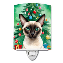 Load image into Gallery viewer, Colorpoint Shorthair Cat By the Christmas Tree Ceramic Night Light