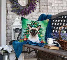 Load image into Gallery viewer, Colorpoint Shorthair Cat By the Christmas Tree Throw Pillow