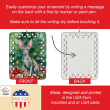 Load image into Gallery viewer, Cornish Rex Cat By the Christmas Tree Porcelain Ornament