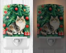 Load image into Gallery viewer, Cymric Cat By the Christmas Tree Ceramic Night Light