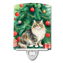 Load image into Gallery viewer, Cymric Cat By the Christmas Tree Ceramic Night Light
