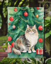 Load image into Gallery viewer, Cymric Christmas Garden Flag - Cat by the Christmas Tree - Cat-Themed Holiday Yard Decor