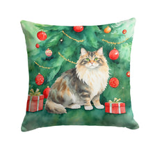 Load image into Gallery viewer, Cymric Cat By the Christmas Tree Throw Pillow - 14x14 Decorative Pillow – Art for Your Home &amp; Patio