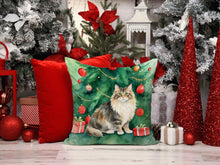 Load image into Gallery viewer, Cymric Cat By the Christmas Tree Throw Pillow