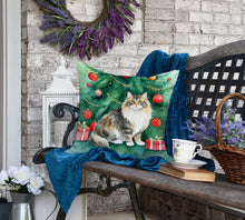 Load image into Gallery viewer, Cymric Cat By the Christmas Tree Throw Pillow