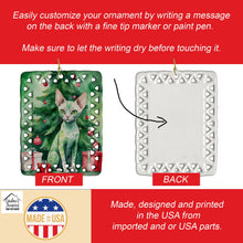 Load image into Gallery viewer, Devon Rex Cat By the Christmas Tree Porcelain Ornament