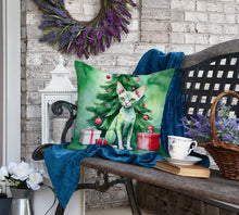 Load image into Gallery viewer, Devon Rex Cat By the Christmas Tree Throw Pillow