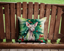 Load image into Gallery viewer, Donskoy Don Sphynx Cat By the Christmas Tree Throw Pillow - 14x14 Decorative Pillow – Art for Your Home &amp; Patio