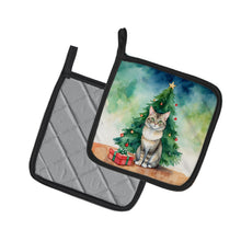 Load image into Gallery viewer, Dwelf Cat By the Christmas Tree Pot Holders - Set of 2 Decorative Kitchen Helpers | Made in the USA