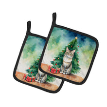 Load image into Gallery viewer, Dwelf Cat By the Christmas Tree Pot Holders - Set of 2 Decorative Kitchen Helpers | Made in the USA