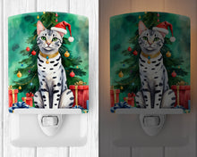 Load image into Gallery viewer, Egyptian Mau Cat By the Christmas Tree Ceramic Night Light