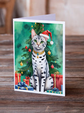 Load image into Gallery viewer, Egyptian Mau Cat By the Christmas Tree Greeting Cards - Blank Note Cards – 8-Pack of Artist-Designed Cards with Envelopes