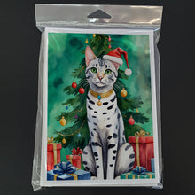 Load image into Gallery viewer, Egyptian Mau Cat By the Christmas Tree Greeting Cards - Blank Note Cards – 8-Pack of Artist-Designed Cards with Envelopes
