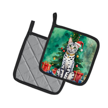 Load image into Gallery viewer, Egyptian Mau Cat By the Christmas Tree Pot Holders - Set of 2 Decorative Kitchen Helpers | Made in the USA