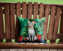 Load image into Gallery viewer, Egyptian Mau Cat By the Christmas Tree Throw Pillow - 14x14 Decorative Pillow – Art for Your Home &amp; Patio