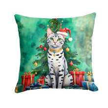 Load image into Gallery viewer, Egyptian Mau Cat By the Christmas Tree Throw Pillow - 14x14 Decorative Pillow – Art for Your Home &amp; Patio