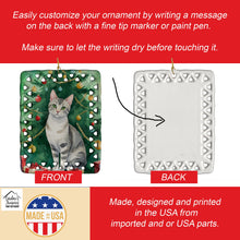 Load image into Gallery viewer, European Shorthair Cat By the Christmas Tree Porcelain Ornament