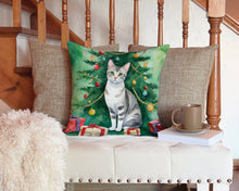 Load image into Gallery viewer, European Shorthair Cat By the Christmas Tree Throw Pillow - 14x14 Decorative Pillow – Art for Your Home &amp; Patio