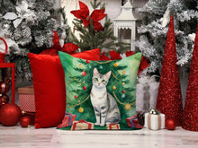 Load image into Gallery viewer, European Shorthair Cat By the Christmas Tree Throw Pillow