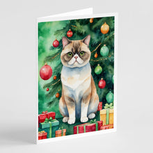 Load image into Gallery viewer, Exotic Shorthair Cat By the Christmas Tree Greeting Cards - Blank Note Cards – 8-Pack of Artist-Designed Cards with Envelopes